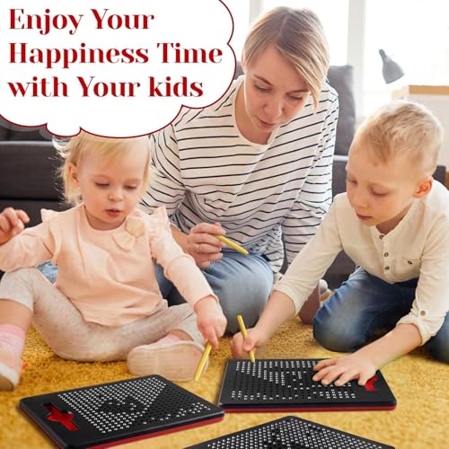 Image of 1 Pcs Magnetic Drawing Board Kids Toddler Magpad Travel Learning Magnet Game Writing Pad with Stylus Pen Ball Beads Educational Toy Gift for Child Time Activities Play (Black) (1 Pcs)