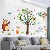 【Pegatinas de pared Caricatura extraíble】 Nuestras pegatinas vienen en 9 hojas de 30cm (W) * 20cm (H) cada una, el tamaño de cada animal y árbol está perfectamente diseñado y los detalles de cada imagen son muy claros.
