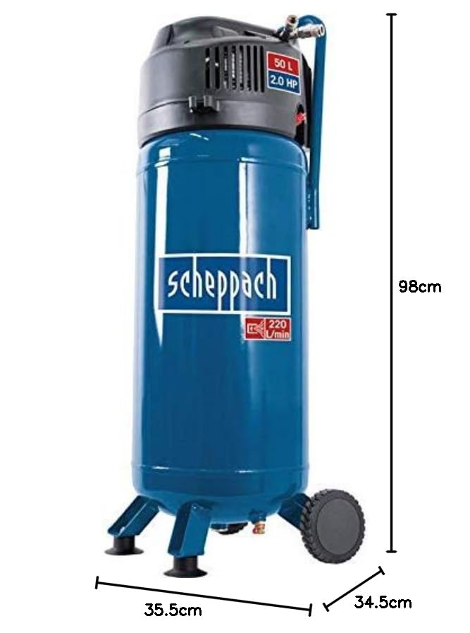 Scheppach HC51V Kompressor 1500W 50L 10 bar ölfrei inkl. 13tlg. Druckluft-Werkzeug-Set 8m Spiralschlauch