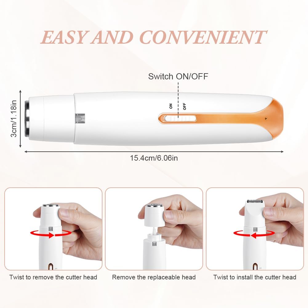 AOOWU Electric Bikini Trimmer for Women, Cordless Painless 4 in 1 Pubic Hair Trimmer, Rechargeable Electric Bikini Shaver Kit, Facial Razor for Face Nose Hair Eyebrows, Razors for Body Legs Underarm