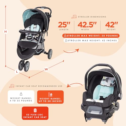 Baby Trend EZ Ride 35 Travel System Stroller & Infant Car Seat, Doodle Dots - image 3