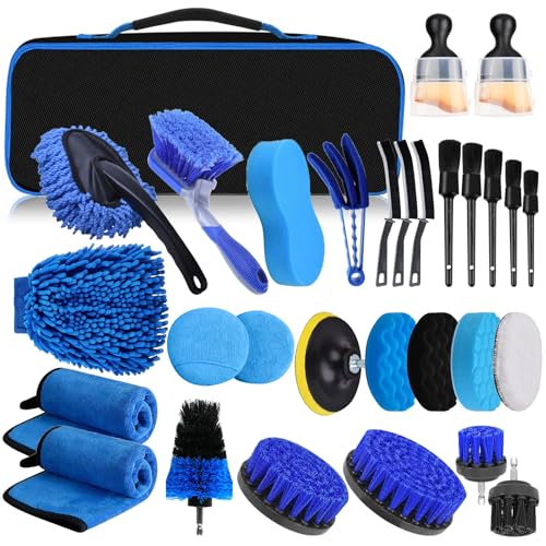 31 Stück Auto Reinigungsset, Auto Waschen Set,Auto Reinigungsset Komplett für Innenraum und Außenfläche,Auto Detailing Pinsel Auto Waschset,Detailing Set,Auto Reinigungsset für Lüftungsschlitz,Räder