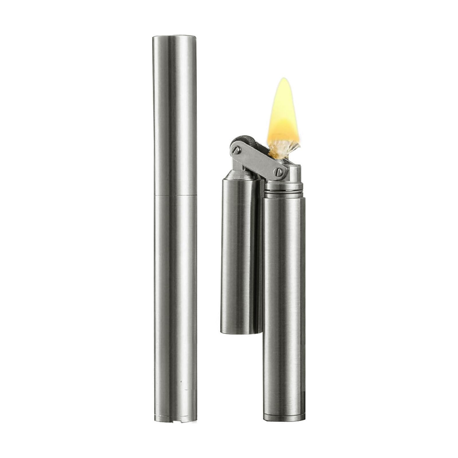 Nunchaku Zapalniczka naftowa Miedź Vintage zapalniczka rowowa Wielokrotnego użytku Wiatrodporna zapalniczka rowowa Prezenty (Silver)