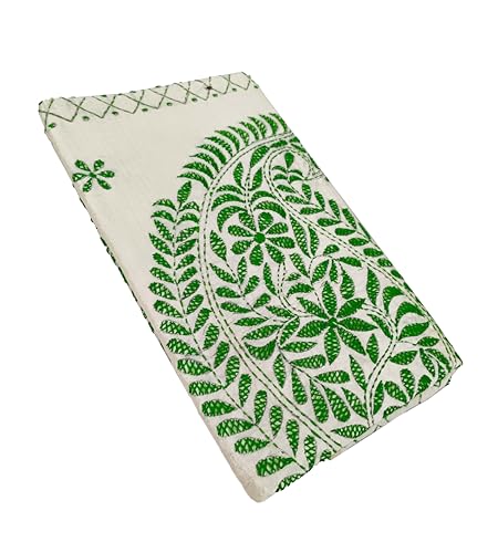 Image of Women's Hand Embroidered Cotton Silk Kantha Stitch Saree with Blouse Piece (SB430324 TWD74)