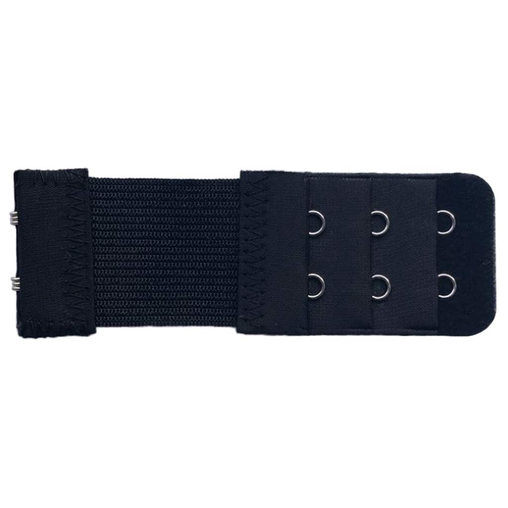 Psdndeww Women's Black 2 Hook Bra Extender Elastic Underwear Extension Strap Clip Expander Buckle