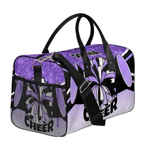 Personalized Cheer Bags for Cheerleaders Custom Sport Duffel Bag Gym Bag Travel Duffle Bag Overnight Weekender Bag with Name Purple Glitter Drops3