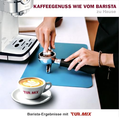 TURMIX Espressomaschine TX 590 - Siebträgermaschine Edelsthal, 20 Bar-Kaffeemaschine mit milchschäumer, 17 cm breit, 1350W 1,1L Wassertank, Beheizte Tassenabstellfläche – Bild 7