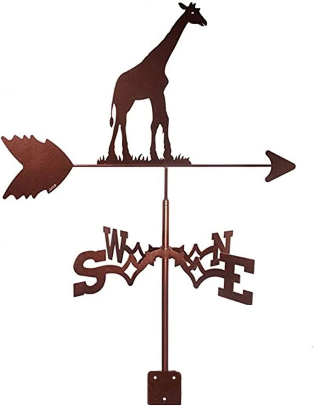 TAXXII Giraffe Weathervane Metal Weather Vane Stainless Steel Wind Elephant Direction Indicator Weathercock Measuring Tool for Garden Patio Yard Ornament Decoration-B