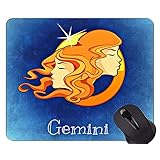 カスタムオリジナルマウスパッド、双子座星座占星術シンボル滑り止めラバーベースのマウスパッドのテーマ