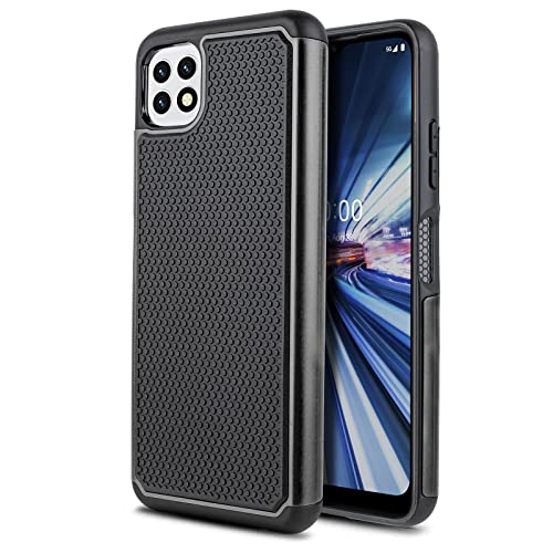 CaseMart Phone Case for [Boost Celero 5G (Boost Mobile)], [Rugged Series][Black] Shockproof Protective Dual Layered Hybrid Hard Cover for Boost Celero 5G (Boost Mobile)
