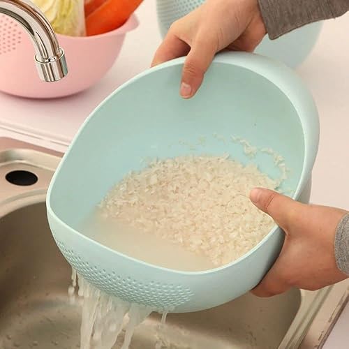 Miniatura 7 de Colador para lavadora de arroz, cesta de plástico para lavar verduras, cesta escurridor de alimentos de cocina con agujero denso escurridor lateral