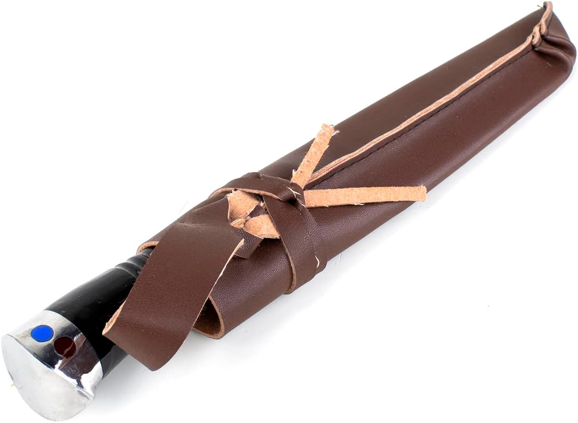 Uzbekistan Handmade Knife with Beautiful Pattern on Steel, Kitchen Knife with Handle for Home Cooking and Barbecue