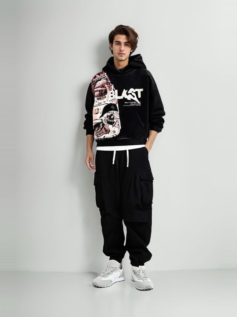 Obenie Retro Y2K Hoodie Gothic Casual Alphabet Blast Print Pattern Skull Fashion Hoodie Men Harajuku Men Clothing - Image 3