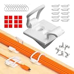 CableGenie [Made in the UK] 10-Pack Adjustable Elastic Self-Adhesive Cable Tidy Clips, Cable Management Organiser for Office, Home, Under Desk, Behind TV, Charging Phone, Laptop, PC, HDMI, USB (WHITE)