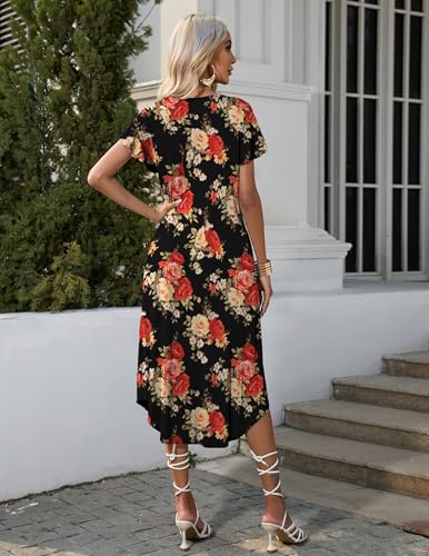 Image of Ekouaer Long Nightgowns for Women with Pockets Short Sleeves Moo Moos for Women Casual Maxi Dress House Dresses S-XXXL