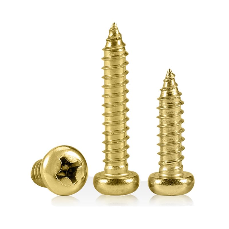 ORANXIN 30 Pcs Brass Cross Round Head Self Tapping Wood Screws