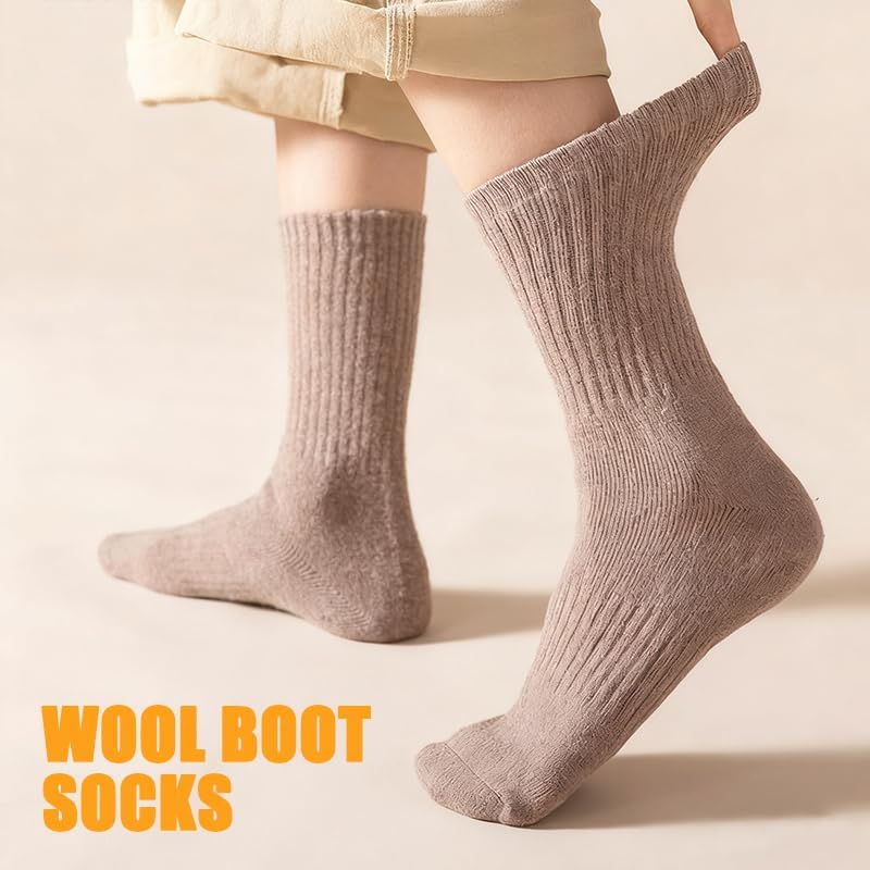 DandyChic Wool Socks for Women, Thick Winter Warm Wool Sock, Cozy Soft Solid Crew Socks 3 Pairs - Image 3