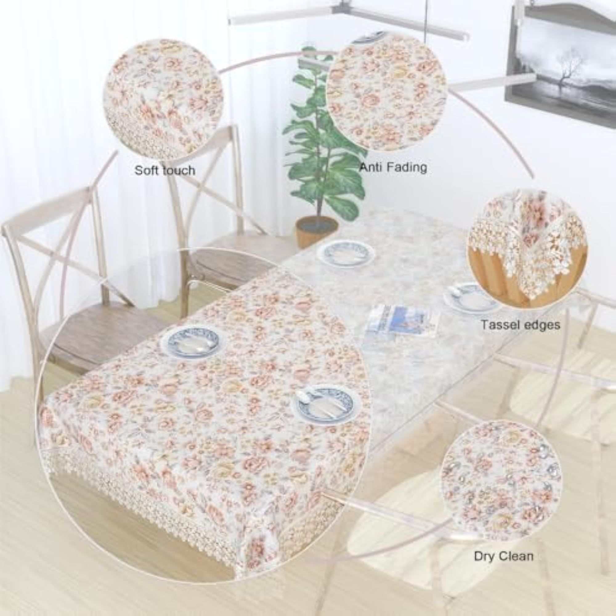 D-33 Design Jute Cotton 4 Seater Square Dining Table Cover