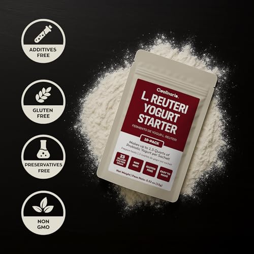 Image of Coolinario L Reuteri Yogurt Starter (10-PK, 1.5g Sachets) Reuteri Probiotic | Yogurt Starter Culture with Lactobacillus Reuteri Probiotics, Non-GMO, No Preservatives, Gluten Free, Creamy & Delicious