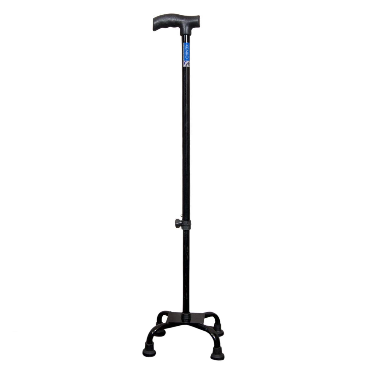 KENKO mobility i-4 glossy BLACK (4LEG) QUADRIPOD HEIGHT ADJUSTABLE, METAL BASE, UNISEX WALKING STICK