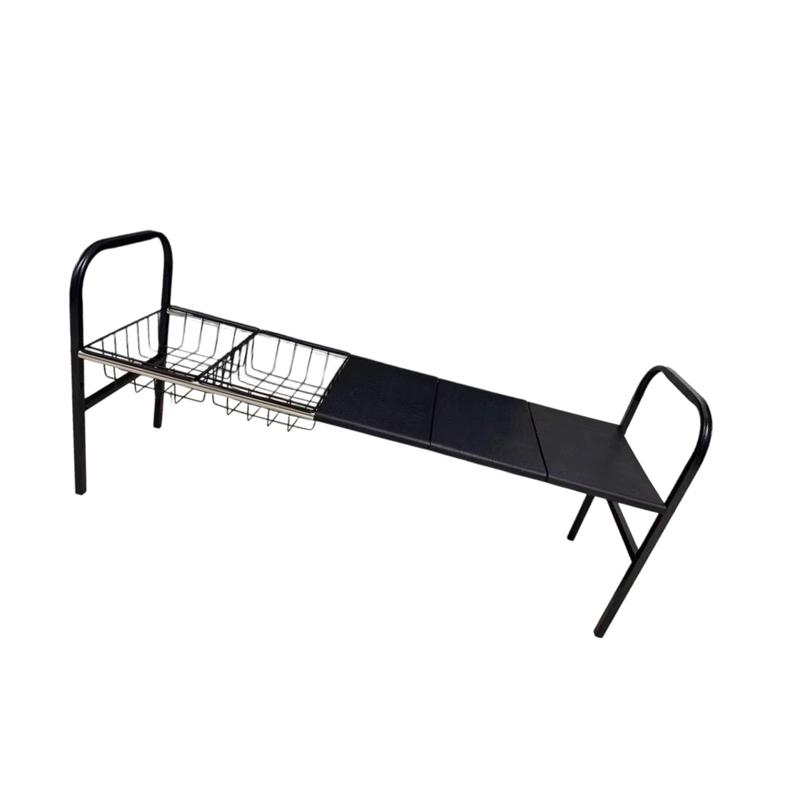 Kaeltsyn Kitchen Storage Rack with 3 Shelves 2 Baskets Adjustable Width for Utensil Management Store Planner