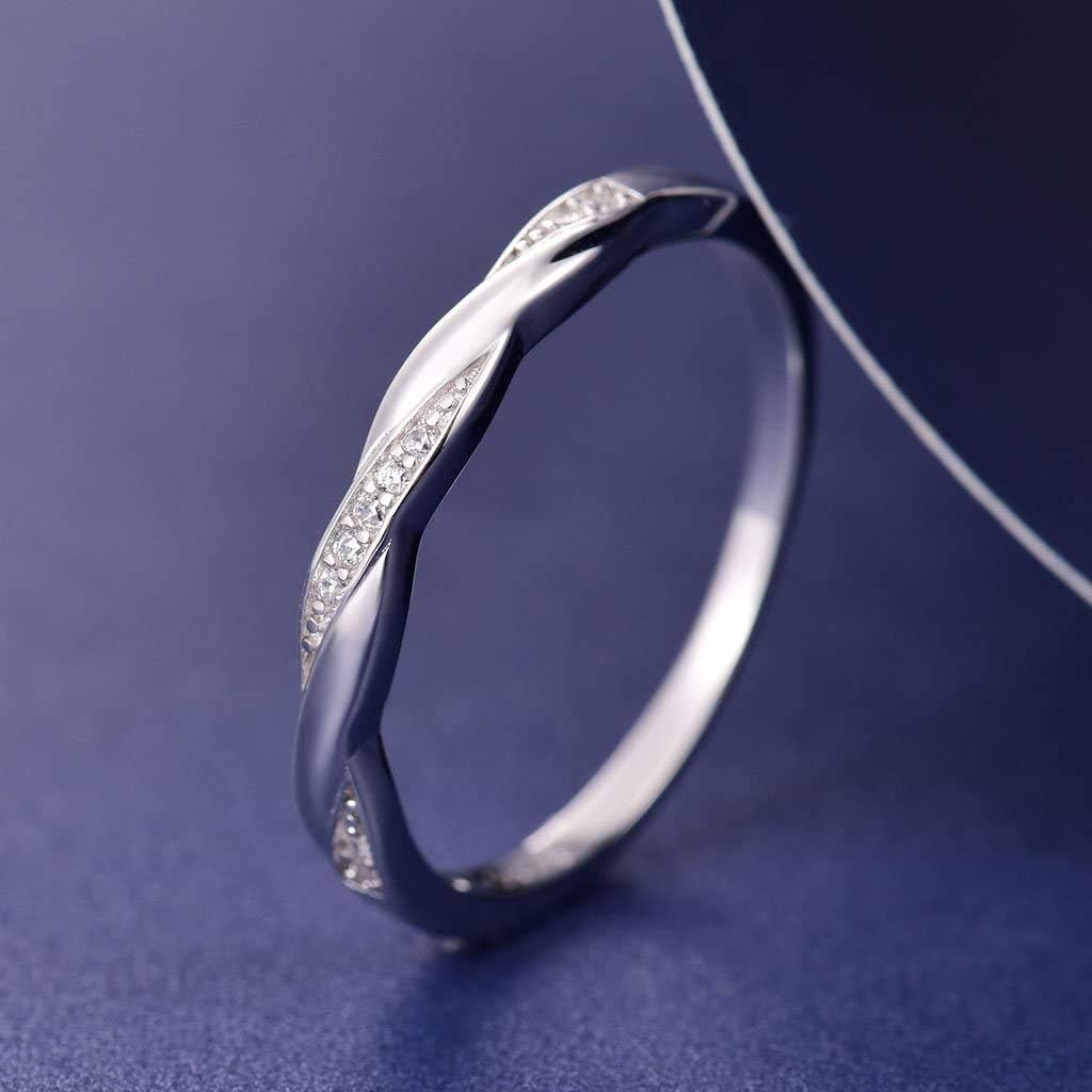 Gulicx Gümüş Alyans S925 Zirkon Taşlı Spiral Tasarım Kadın Yüzüğü