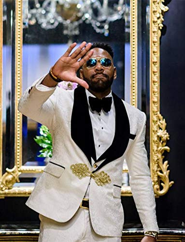 Men's One Buttons Three Pieces Suit Beige Shawl Lapel Slim Fit Business Texdoes3