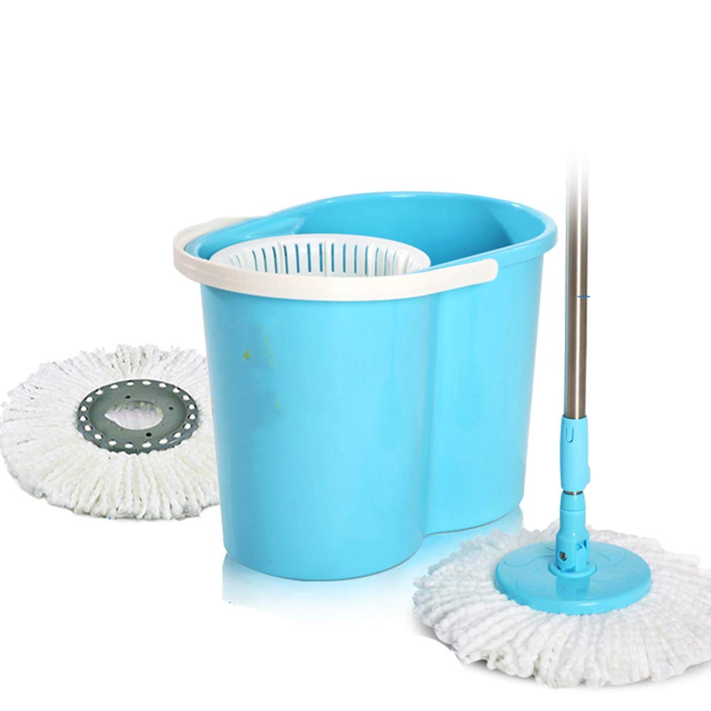 Axdwfd Wischmop Drehen Nass und trocken Handdruck Automatische Dehydrierung Putzeimer, Blau