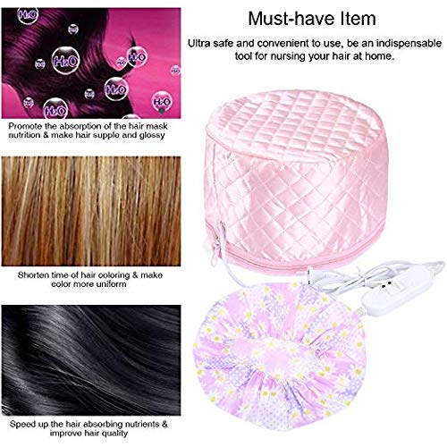 110V Hair Care Hat,Hair SPA Cap,Hair Care Steamer Cap,Thermal Hair Cap,Waterproof Home Hair Thermal Care Electric Hair Treatment Beauty Steamer Perfect for Family Personal Care (PINK) 2