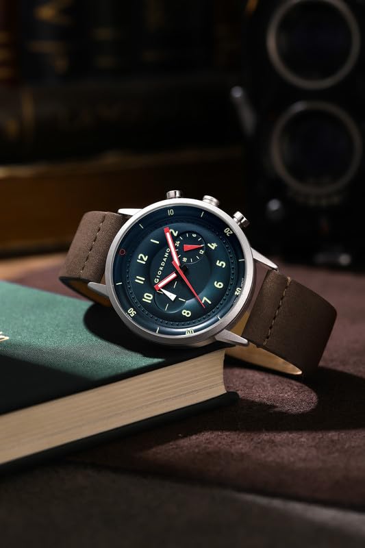 Image of Giordano Analog Sporty Multi-Functional Watch for Men with Round Shape dial and Leather Strap