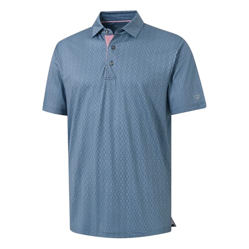 Image of M MAELREG Mens Golf Shirt Short Sleeve Dry Fit Print Moisture Wicking Performance Patterns Collared Polo Shirt