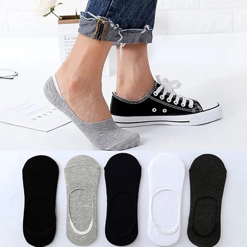 Kit com 05 Pares De Meias Masculina Cano Curto Invisível Sapatênis Em Algodão (Preta e Cinza)