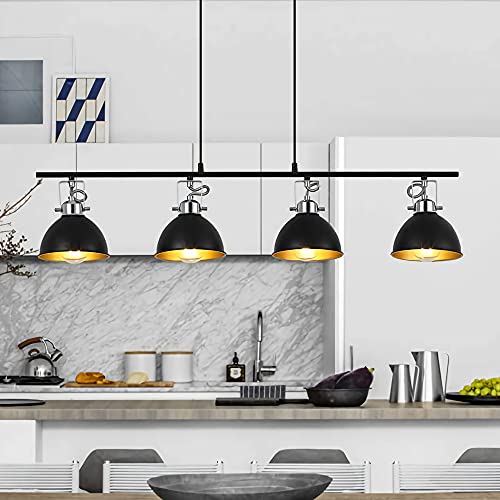Lustre rétro de plafond suspendu en fer avec 4 douilles E27 pour éclairage intérieur