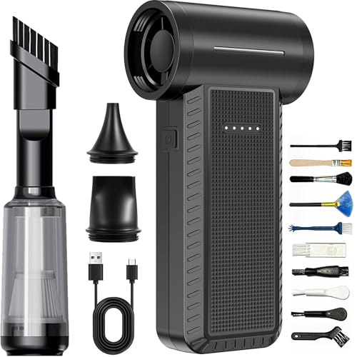 Cordless Air Duster Blower,150000 RPM Brushless Motor, 2-in-1 Vacuum & Blower, 5 Speeds With Power Display, Portable Electric Duster for PC,Car,Keyboard,Sofa,Workshop,Inflatable (29.6, Watt Hours)