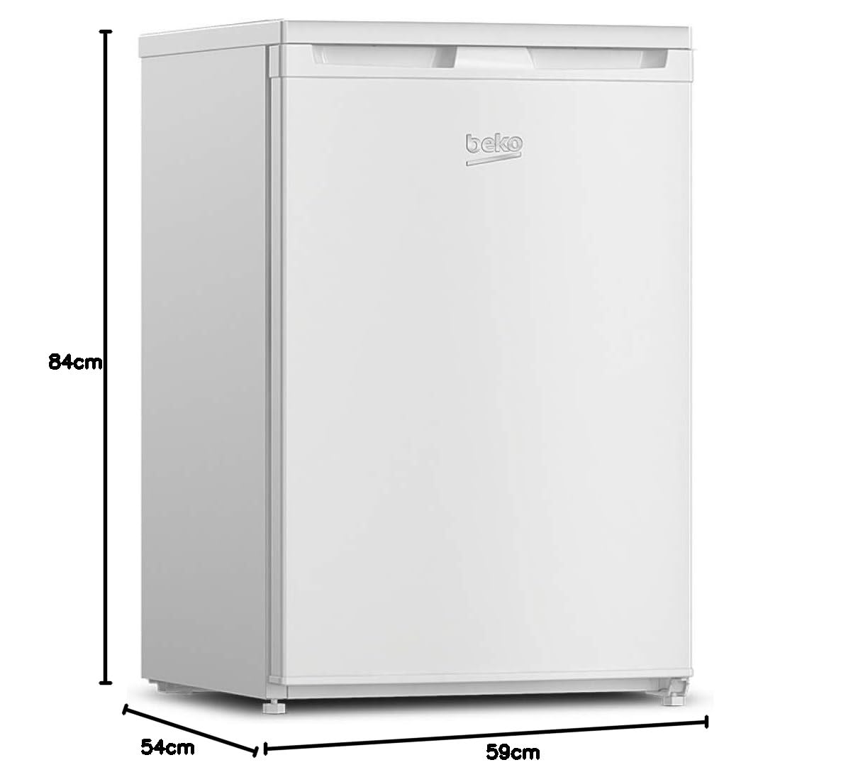Beko TSE1284N Tischkühlschrank mit 4-Sterne-Gefrierfach, MinFrost, wechselbarer Türanschlag, 114 l Gesamtrauminhalt, 101 l Kühlen, 13 l Gefrieren, Weiß