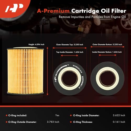 A-Premium 4-PC 10K Miles Protection Oil Filter Compatible with BMW 320i, 323Ci, 323i, 323is, 325Ci, 325i, 325xi, 328Ci, 328i, 328is, 330Ci, 330i, 330xi, X5, 525i, 525xi, 528i, 530i, 530xi & Ford GT by A-premium - Image 2