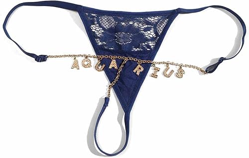 Custom Waist Chain for Women - Personalized Lace Thong Rhinestone Body Jewelry Chains Customized G-String Underwear with Your LetterName, Birthday