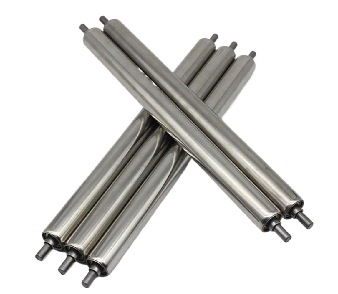 Rolki przemysłowe z metalu, rolki transportowe ze stali nierdzewnej bez napędu, srebrne, 25 mm, różne rozmiary, 5 sztuk (dł. 900 mm)