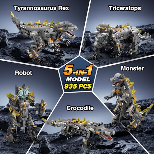 Sunrad 5 in 1 STEM Robot Building Kit, 935Pcs APP & Remote Control Robot Toys for Kids Age 8-14+, Engineering Technic Coding Robotic, Build RC Robots Set Science Educational Toy Gift for Boys Girls - Image 3