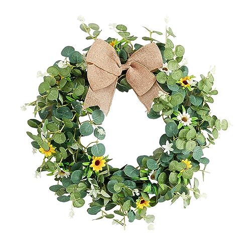 Couronne de fleurs vertes suspension murale décorative pour entrée