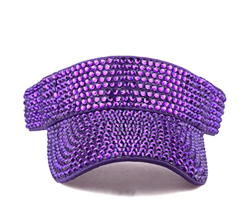 Image of Gudessly Shiny Rhinestones Sport Sun Visor Adjustable Summer Cap Visor Caps for Women Men