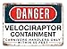 Plaque métallique murale - Danger - Velociraptor Containment – Art source d’inspiration