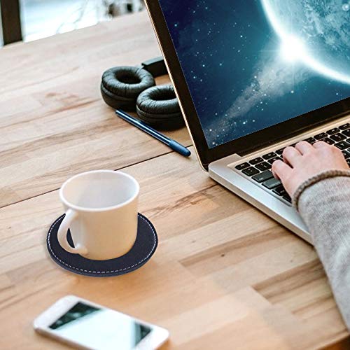 Coasters For Drinks, Wayifon 8 Pcs Premium Pu Leather Coaster With Holder, 3.8 In Waterproof, Heat Resistant Drink Coaster-Protect Table From Stains, Water Rings And Damage, Housewarming Gift-Black #TOP3