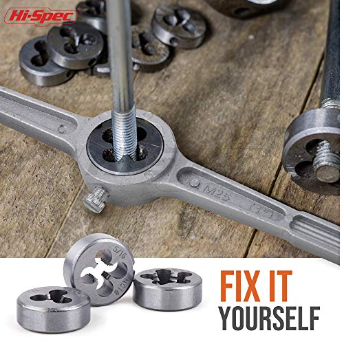 Hi-Spec 39pc Imperial SAE & Metric Tap & Die Set. Complete M3 to M12 / #4 to 1/2in tap Spanner Set. Tapping and Threading Tools with Tap Wrench & Screw Pitch Gauge Accessories 4 Hi-Spec 39pc Imperial SAE & Metric Tap & Die Set. Complete M3 to M12 / #4 to 1/2in tap Spanner Set. Tapping and Threading Tools with Tap Wrench & Screw Pitch Gauge Accessories - Image 4