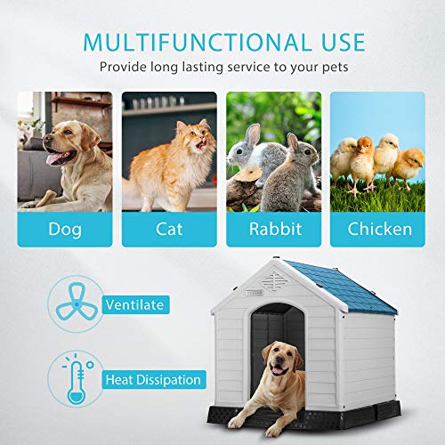 DEStar Durable Waterproof Plastic Pet Dog House Indoor Outdoor Puppy Shelter Kennel with Air Vents and Elevated Floor… - Image 5
