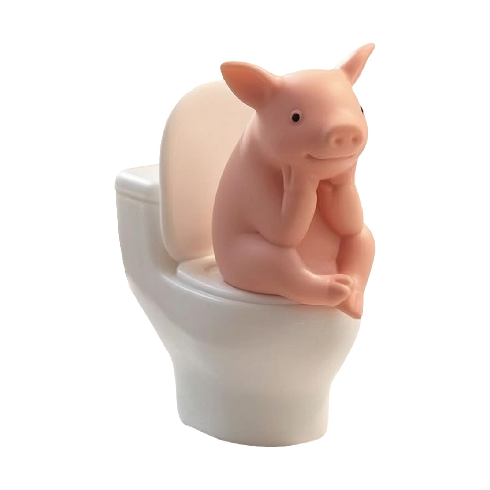 Porceosy Tabanzhe Miniature Pig Figurine Statue,Cute Pig Sitting Toilet Ornaments For Fairy Garden,Desktop,Home Or Office Decorations,Dollhouse Accessories And DIY Crafts Landscape Decor Pink