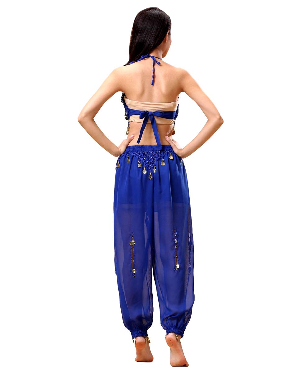 Les Femmes Bollywood Inde Femme Arabe Danseuse du Ventre Paillettes Haut Pantalon Fendu Robe Costume de soirée Costume Bleu/Rose/Violet Fantaisie Adulte