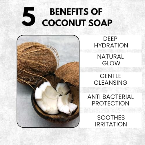 Image of Coconut Soap | Pure & Gentle Bathing Bar for Glowing Skin | Nourishing & Antioxidant Soaps for Men & Women | Cleansing Bar For Moisturising | Soap for All Skin Types | Pack Of 6