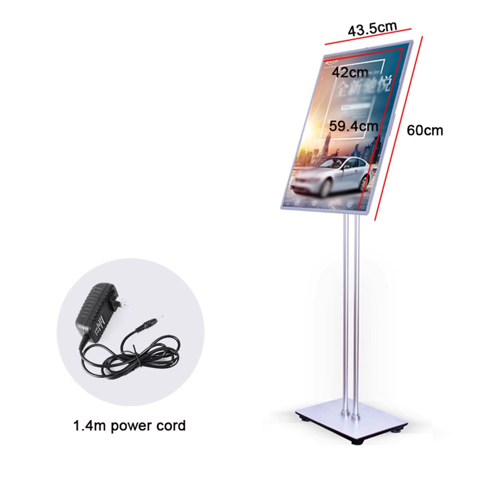 Soporte para carteles LED, pantalla de marco publicitario enchufable, menú de soporte de letreros LED de mesa, tablero de menú iluminado de vidrio templado delgado para restaurantes, bares, tiendas
