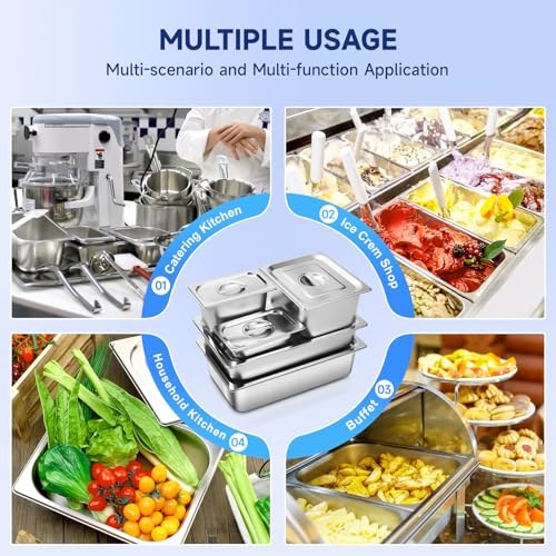 Full Size Hotel Pan With Lids 2-1/2 Inch Deep Stainless Steel Chafing Dishes for Buffet, Steam Table Pan, Metal Commercial Food Pans for Food Prep/Serving (6 Pack, Full Size 1/1 x 2-1/2" Deep) by ChieFinch - Image 8